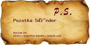 Pszotka Sándor névjegykártya